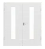 Frontansicht von Doppelflügeltür LA 24 Leinen Weiß ProLine inkl. Zarge - Hörmann