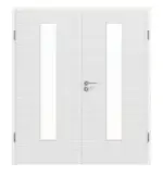 Frontansicht von Doppelflügeltür LA 24 Cotton like Weiß Basic inkl. Zarge - Huga