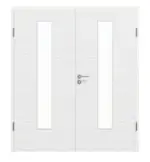 Frontansicht von Doppelflügeltür LA 24 Strukturiert Weiß Basic inkl. Zarge - Huga