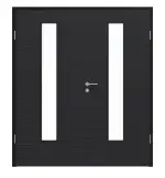 Frontansicht von HÖRMANN Doppelflügeltür Schiefer Schwarz Proline Concepto mit Lichtausschnitt LA 24 mit Zarge