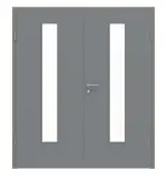 Frontansicht von Doppelflügeltür LA 24 mittig Ultramatt Hygge Grau Basic inkl. Zarge - Huga