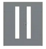 Frontansicht von Doppelflügeltür LA 24 schlossseitig Cotton like Hygge Grau Basic inkl. Zarge - Huga