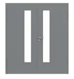 Frontansicht von Doppelflügeltür LA 24 schlossseitig Ultramatt Staubgrau ProLine inkl. Zarge - Hörmann