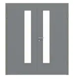 Frontansicht von Doppelflügeltür LA 24 schlossseitig Ultramatt Hygge Grau Basic inkl. Zarge - Huga