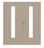 Frontansicht von Doppelflügeltür LA 24 Ultramatt Taupe Basic inkl. Zarge - Huga