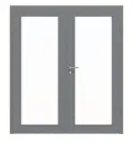 Frontansicht von Doppelflügeltür LA 27 Strukturiert Hygge Grau Basic inkl. Zarge - Huga