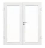 Frontansicht von Doppelflügeltür LA 27 Strukturiert Weiß Basic inkl. Zarge - Huga