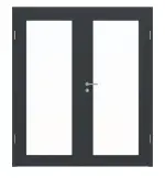 Frontansicht von Doppelflügeltür LA 27 Cotton like Anthrazit Basic inkl. Zarge - Huga