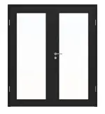 Frontansicht von HÖRMANN Doppelflügeltür Leinen Schwarz Proline Concepto mit Lichtausschnitt LA 27 mit Zarge