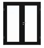 Frontansicht von HÖRMANN Doppelflügeltür Ultramatt Schwarz Proline Concepto mit Lichtausschnitt LA 27 mit Zarge