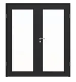 Frontansicht von HÖRMANN Doppelflügeltür Schiefer Schwarz Proline Concepto mit Lichtausschnitt LA 27 mit Zarge