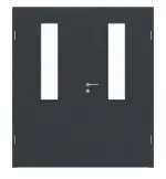 Frontansicht von Doppelflügeltür LA 4 Cotton like Anthrazit Basic inkl. Zarge - Huga