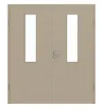 Frontansicht von Doppelflügeltür LA 4 Cotton like Taupe Basic inkl. Zarge - Huga