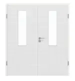Frontansicht von Doppelflügeltür LA 4 Cotton like Weiß Basic inkl. Zarge - Huga
