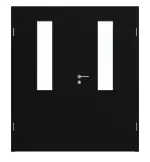 Frontansicht von HÖRMANN Doppelflügeltür Ultramatt Schwarz Proline Concepto mit Lichtausschnitt LA 4 mittig mit Zarge