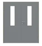 Frontansicht von Doppelflügeltür LA 4 mittig Ultramatt Hygge Grau Basic inkl. Zarge - Huga