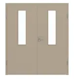 Frontansicht von Doppelflügeltür LA 4 Ultramatt Taupe Basic inkl. Zarge - Huga