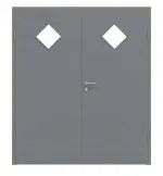 Frontansicht von Doppelflügeltür LA 6 Raute Strukturiert Hygge Grau Basic inkl. Zarge - Huga