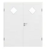Frontansicht von Doppelflügeltür LA 6 Strukturiert Weiß Basic inkl. Zarge - Huga