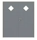 Frontansicht von Doppelflügeltür LA 6 Raute Cotton like Hygge Grau Basic inkl. Zarge - Huga