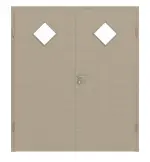 Frontansicht von Doppelflügeltür LA 6 Cotton like Taupe Basic inkl. Zarge - Huga