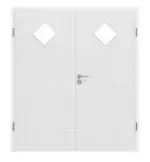 Frontansicht von Doppelflügeltür LA 6 Cotton like Weiß Basic inkl. Zarge - Huga