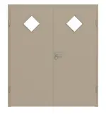 Frontansicht von Doppelflügeltür LA 6 Ultramatt Taupe Basic inkl. Zarge - Huga