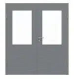 Frontansicht von Doppelflügeltür LA 7 Strukturiert Hygge Grau Basic inkl. Zarge - Huga