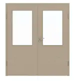 Frontansicht von Doppelflügeltür LA 7 Strukturiert Taupe Basic inkl. Zarge - Huga