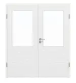 Frontansicht von Doppelflügeltür LA 7 Strukturiert Weiß Basic inkl. Zarge - Huga