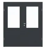 Frontansicht von Doppelflügeltür LA 7 Cotton like Anthrazit Basic inkl. Zarge - Huga