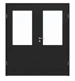 Frontansicht von HÖRMANN Doppelflügeltür Leinen Schwarz Proline Concepto mit Lichtausschnitt LA 7 mit Zarge