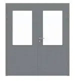 Frontansicht von Doppelflügeltür LA 7 Cotton like Hygge Grau Basic inkl. Zarge - Huga