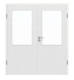 Frontansicht von Doppelflügeltür LA 7 Cotton like Weiß Basic inkl. Zarge - Huga