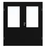 Frontansicht von HÖRMANN Doppelflügeltür Ultramatt Schwarz Proline Concepto mit Lichtausschnitt LA 7 mit Zarge