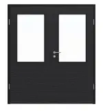 Frontansicht von HÖRMANN Doppelflügeltür Schiefer Schwarz Proline Concepto mit Lichtausschnitt LA 7 mit Zarge