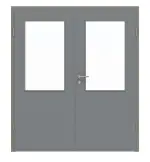Frontansicht von Doppelflügeltür LA 7 Ultramatt Hygge Grau Basic inkl. Zarge - Huga