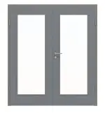 Frontansicht von Doppelflügeltür LA 8 Strukturiert Hygge Grau Basic inkl. Zarge - Huga