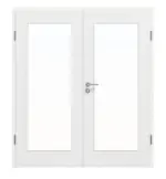 Frontansicht von Doppelflügeltür LA 8 Strukturiert Weiß Basic inkl. Zarge - Huga