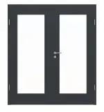 Frontansicht von Doppelflügeltür LA 8 Cotton like Anthrazit Basic inkl. Zarge - Huga