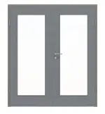 Frontansicht von Doppelflügeltür LA 8 Cotton like Hygge Grau Basic inkl. Zarge - Huga