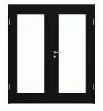 Frontansicht von HÖRMANN Doppelflügeltür Ultramatt Schwarz Proline Concepto mit Lichtausschnitt LA 8 mit Zarge