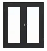 Frontansicht von HÖRMANN Doppelflügeltür Schiefer Schwarz Proline Concepto mit Lichtausschnitt LA 8 mit Zarge