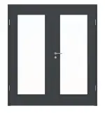 Frontansicht von Doppelflügeltür LA 8 Ultramatt Anthrazit ProLine inkl. Zarge - Hörmann