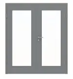 Frontansicht von Doppelflügeltür LA 8 Ultramatt Hygge Grau Basic inkl. Zarge - Huga