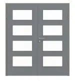 Frontansicht von Doppelflügeltür LA 9 Strukturiert Hygge Grau Basic inkl. Zarge - Huga