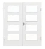 Frontansicht von Doppelflügeltür LA 9 Strukturiert Weiß Basic inkl. Zarge - Huga