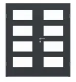 Frontansicht von Doppelflügeltür LA 9 Cotton like Anthrazit Basic inkl. Zarge - Huga