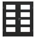 Frontansicht von HÖRMANN Doppelflügeltür Leinen Schwarz Proline Concepto mit Lichtausschnitt LA 9 mit Zarge