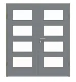 Frontansicht von Doppelflügeltür LA 9 Cotton like Hygge Grau Basic inkl. Zarge - Huga